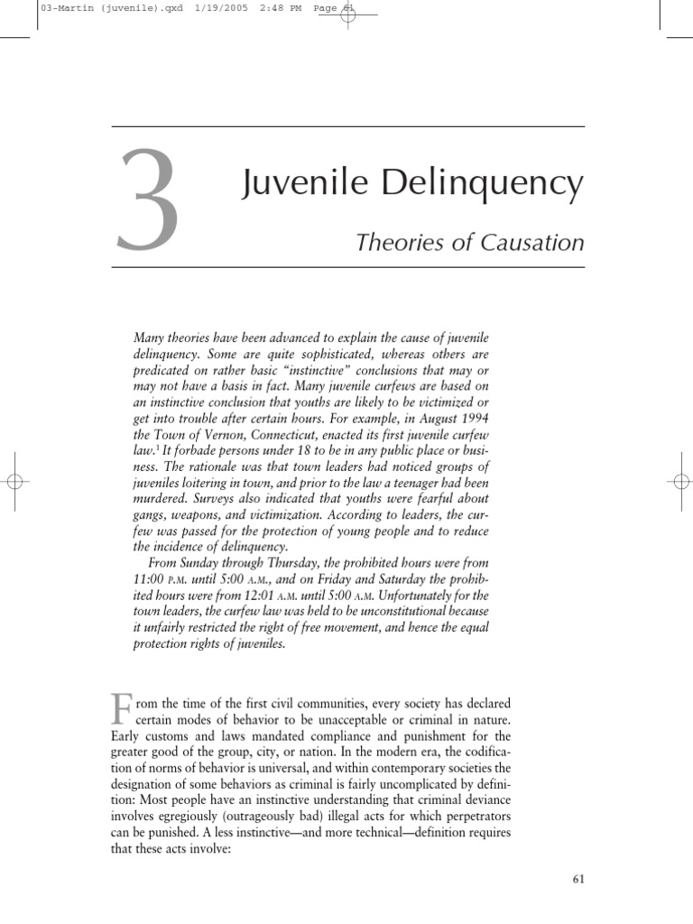 titles for juvenile delinquency essay