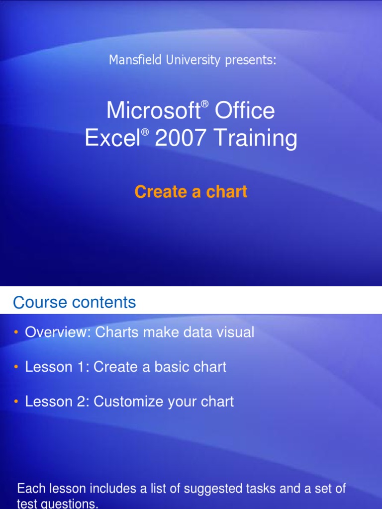 Microsoft Office Excel 2007 Training: Create A Chart | PDF | Microsoft ...