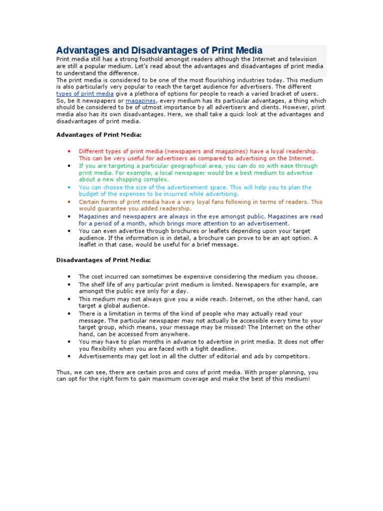 Mass media advantages and disadvantages essay pdf image