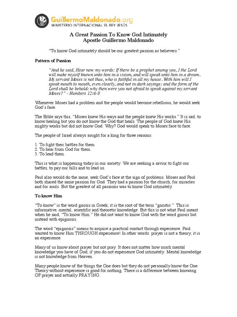 Intimate Relationship with God | PDF | Prayer | Eucharist