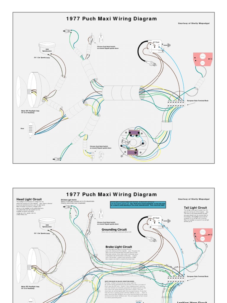 1977 Puch Maxi Moped Wiring Diagram | Ignition System | Switch