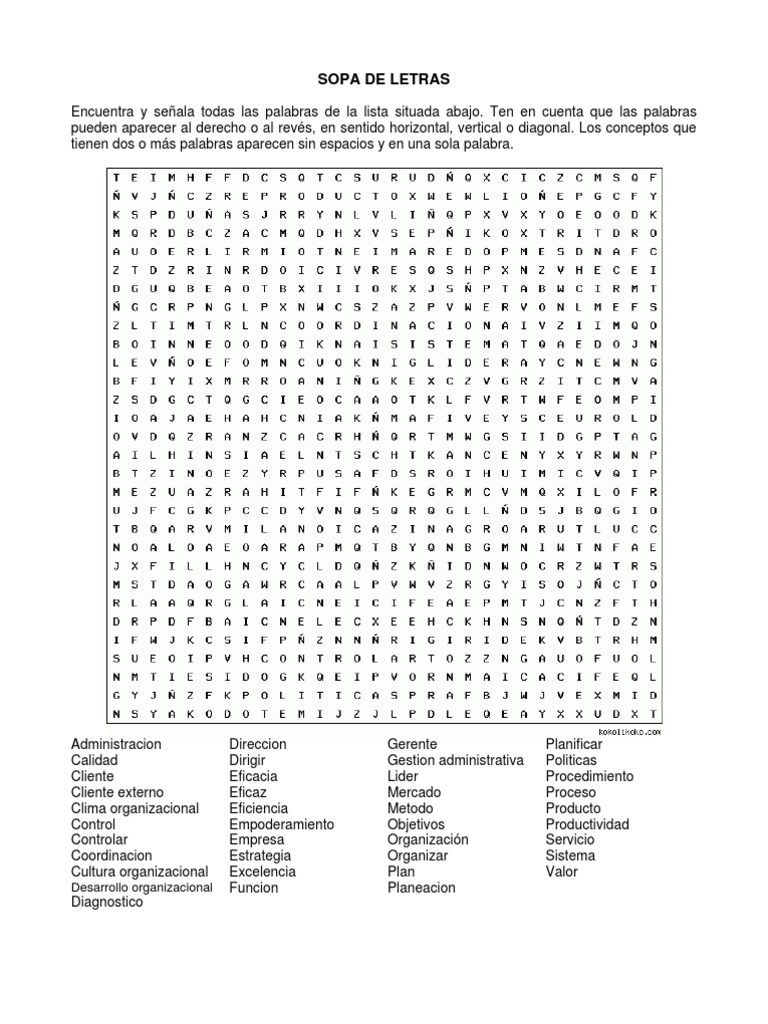 Resultado de imagen para sopa de letras administracion