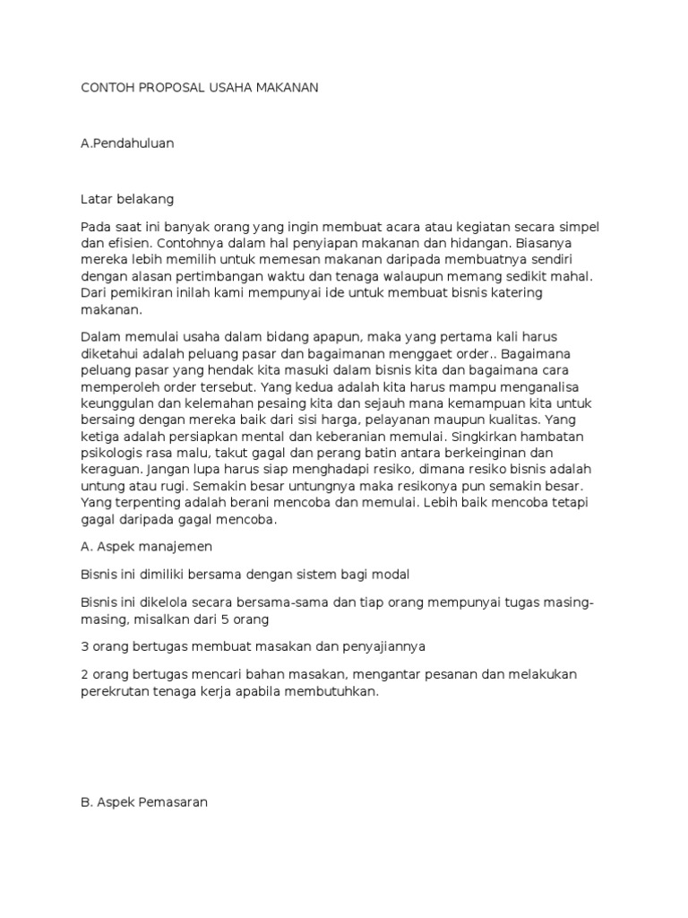 Proposal Usaha | PDF | Bisnis | Pengembangan Diri