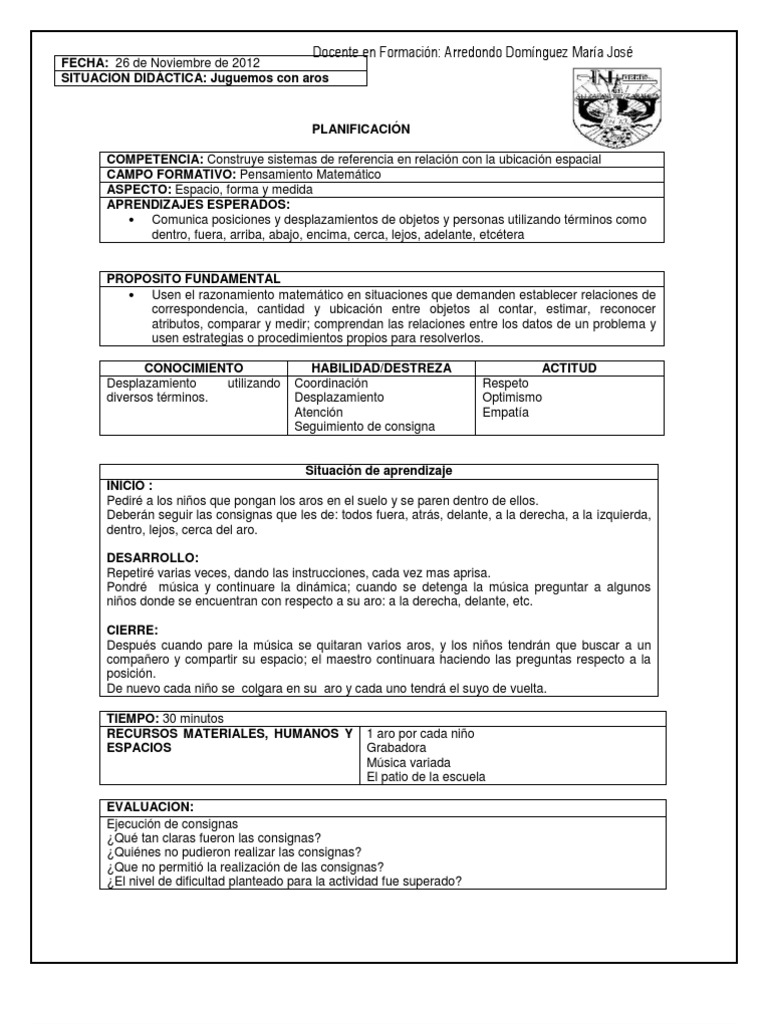 PLANIFICACION SEMANA DE INTERVENCION