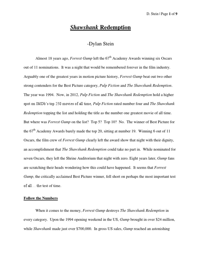 the shawshank redemption essay