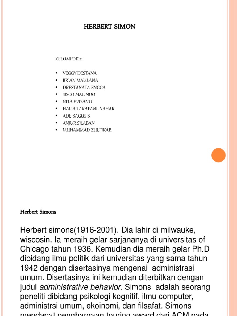 Pemikiran Herbert Simon tentang Keputusan | PDF | Karier & Perkembangan ...