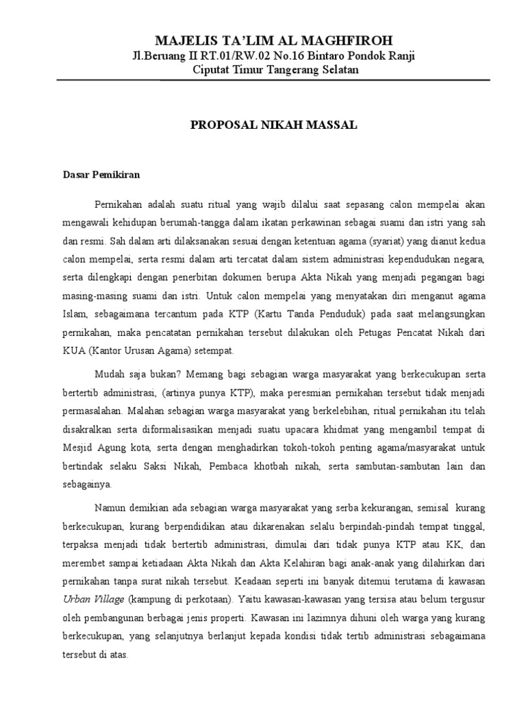Contoh Proposal Nikah