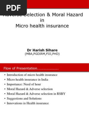 Adverse Selection And Moral Hazard In Micro Health Insurance Adverse Selection Insurance