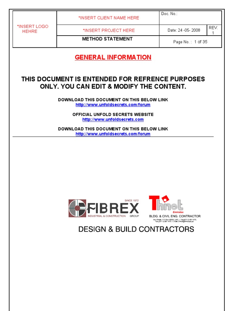 Chilled Water Riser Method Statement | PDF | Pipe (Fluid Conveyance ...