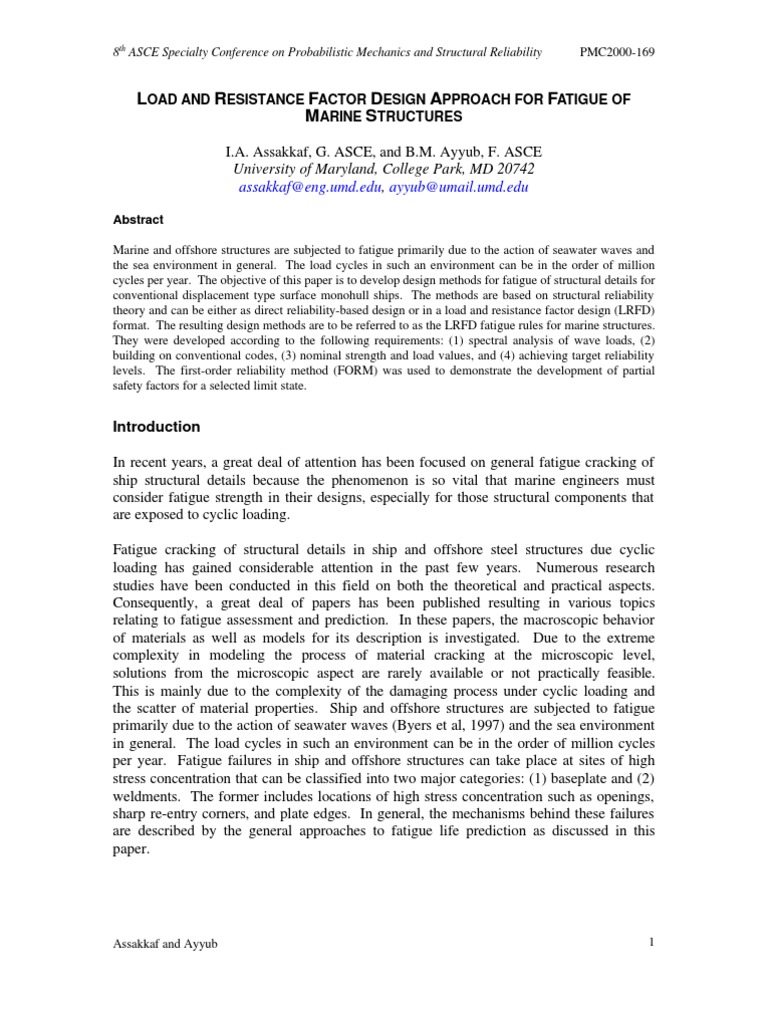 LRFD Approach For Fatigue of Marine Structures | PDF | Fatigue ...