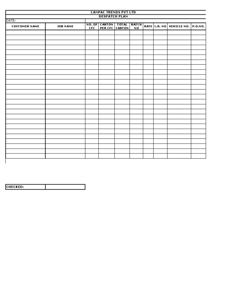 Date:: Canpac Trends PVT LTD Despatch Plan | PDF
