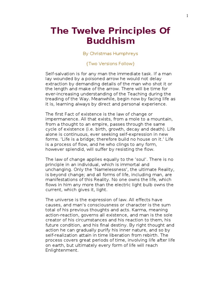 Twelve Principles of Buddhism | PDF | Noble Eightfold Path | Gautama Buddha