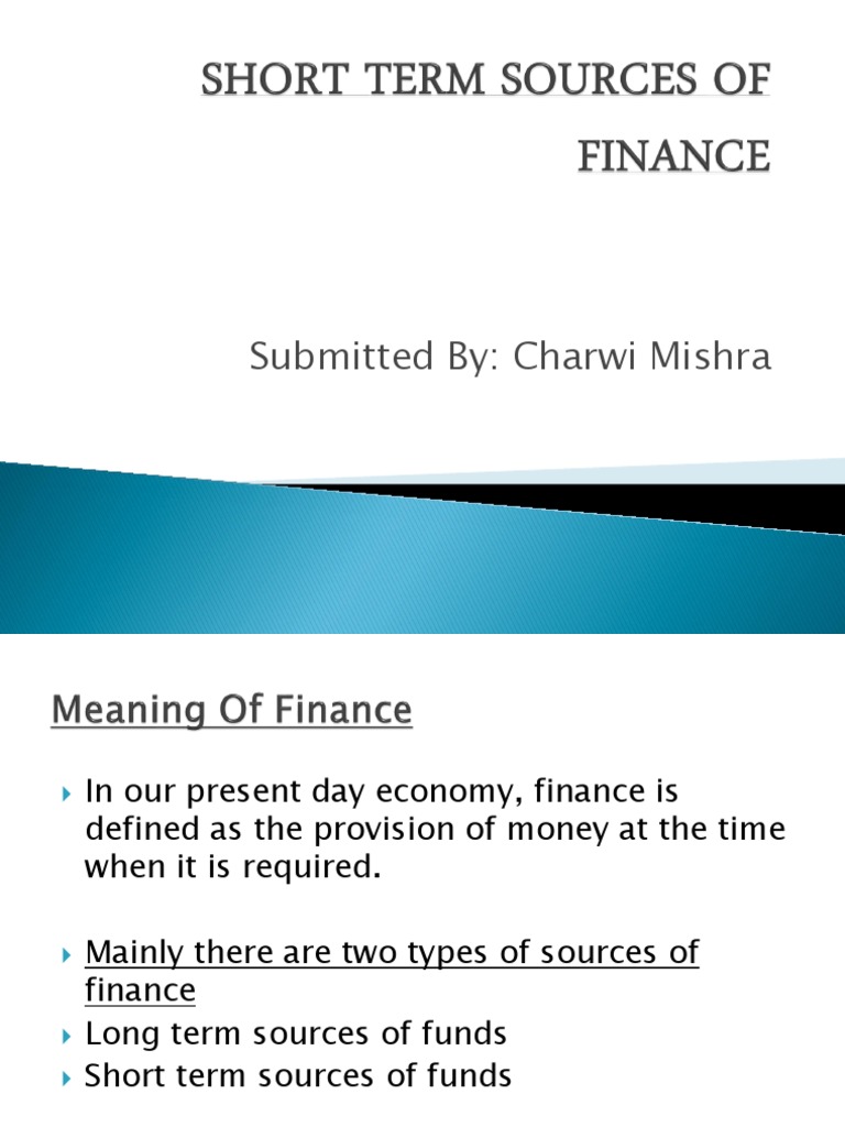 Short Term Sources of Finance PDF