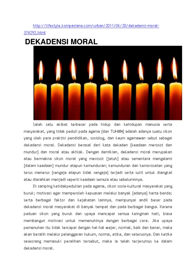 Dekadensi Moral Dekadensi Moral