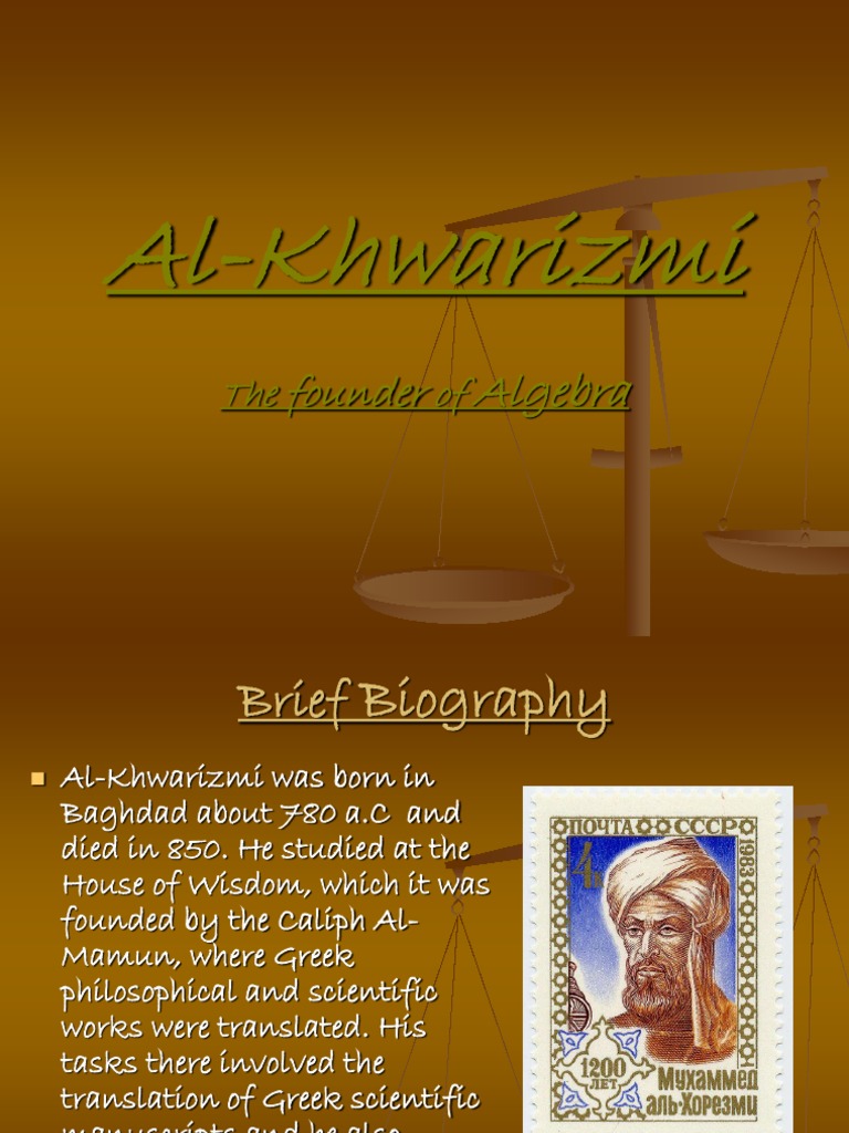 Al Khwarizmi 2  Algebra  Quadratic Equation