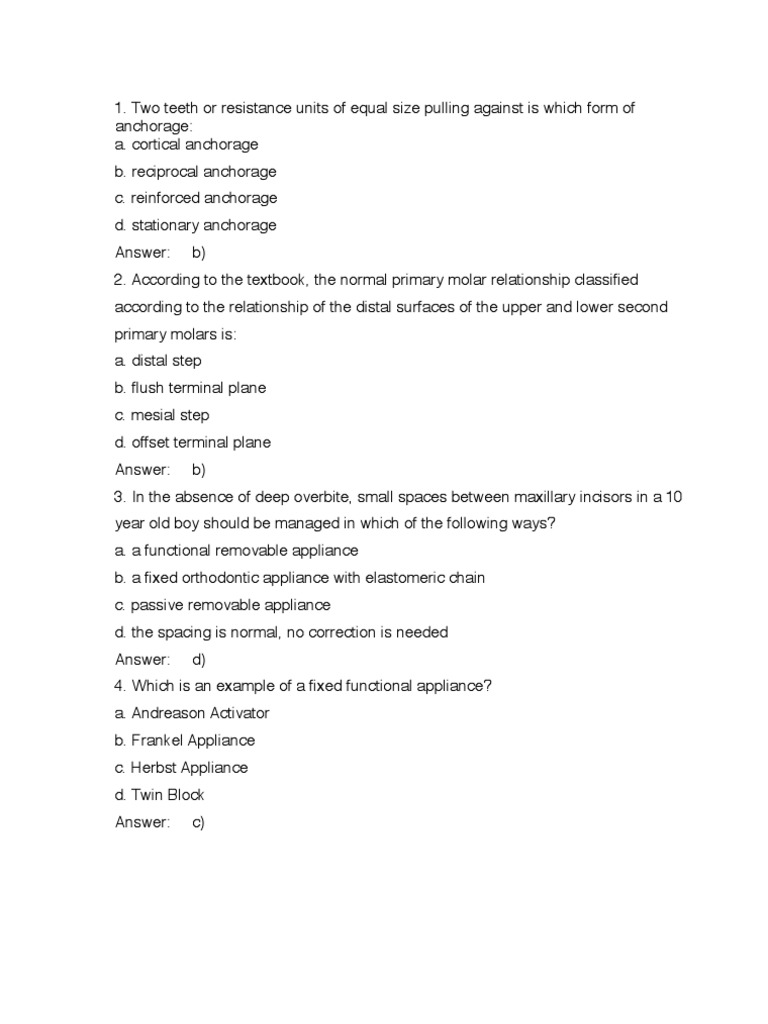 Orthodontics Quiz PDF Dental Anatomy Dentistry