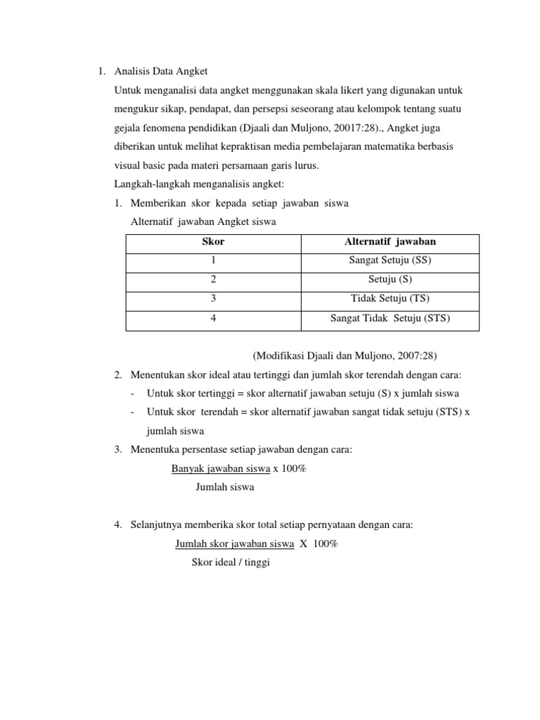 Analisis Data Angket