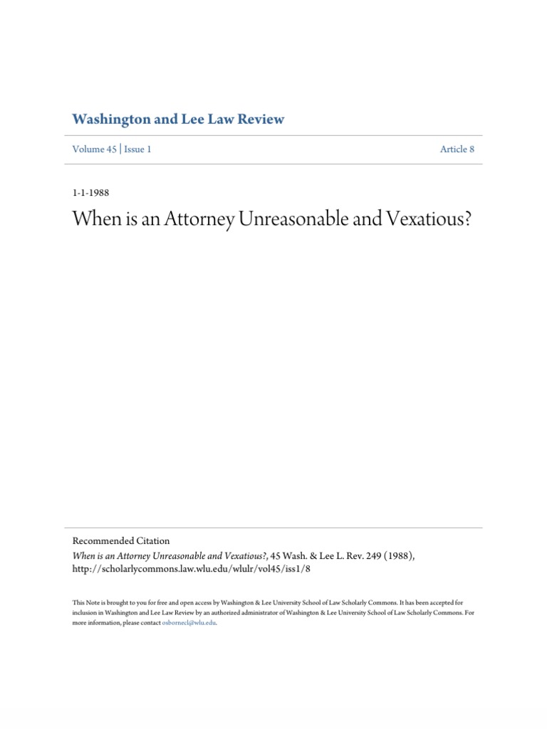 When is an Attorney Unreasonable and Vexatious? Vexatious Litigation Federal Rules Of Civil