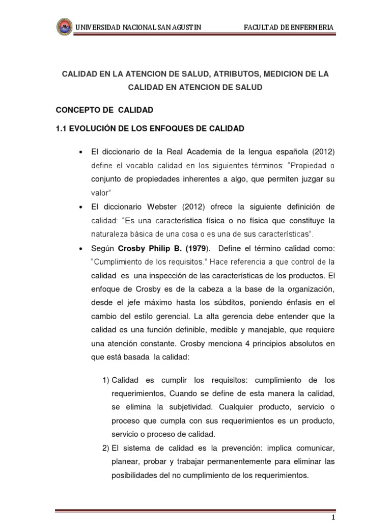 Calidad en la Atención de Salud | PDF | Calidad (comercial) | Enfermería