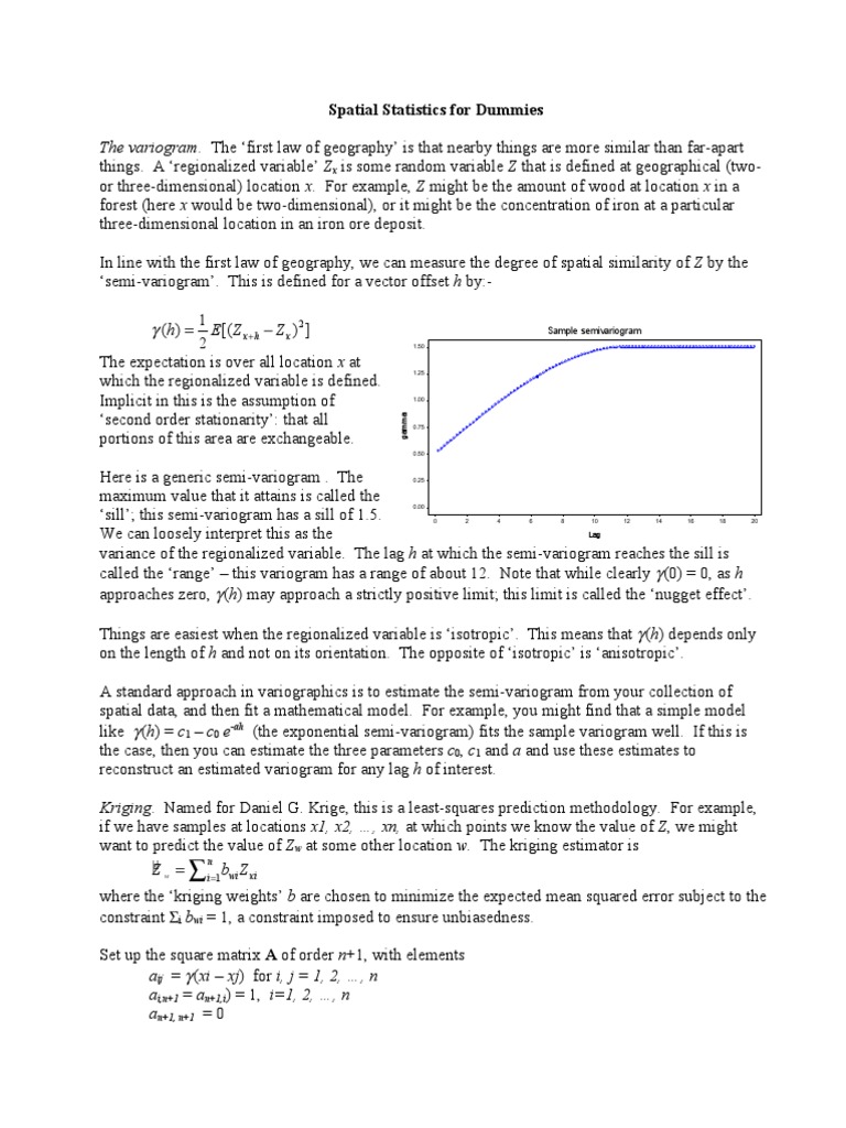 Spatial Statistics For Dummies | PDF | Least Squares | Statistical Theory