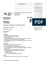 AQA GCSE Biology 1 Foundation Jan 13