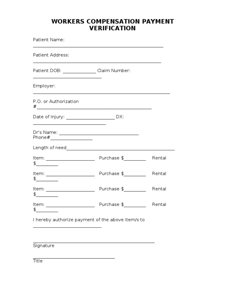 Workcomp Payment Verification | PDF