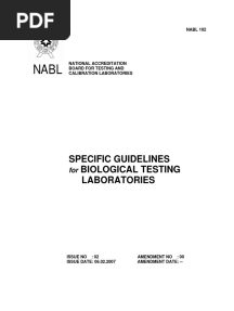 Specific Guidelines Biological Testing Laboratories: NABL 102