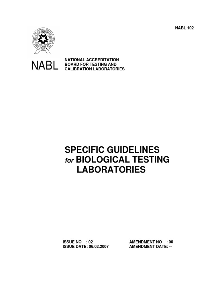 Specific Guidelines Biological Testing Laboratories NABL 102 PDF