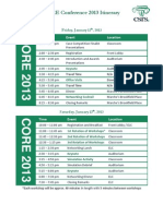 CORE Conference 2013 Itinerary