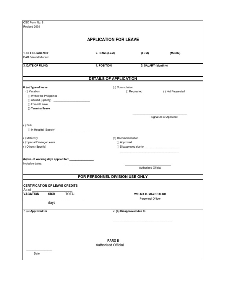 Application For Leave | PDF