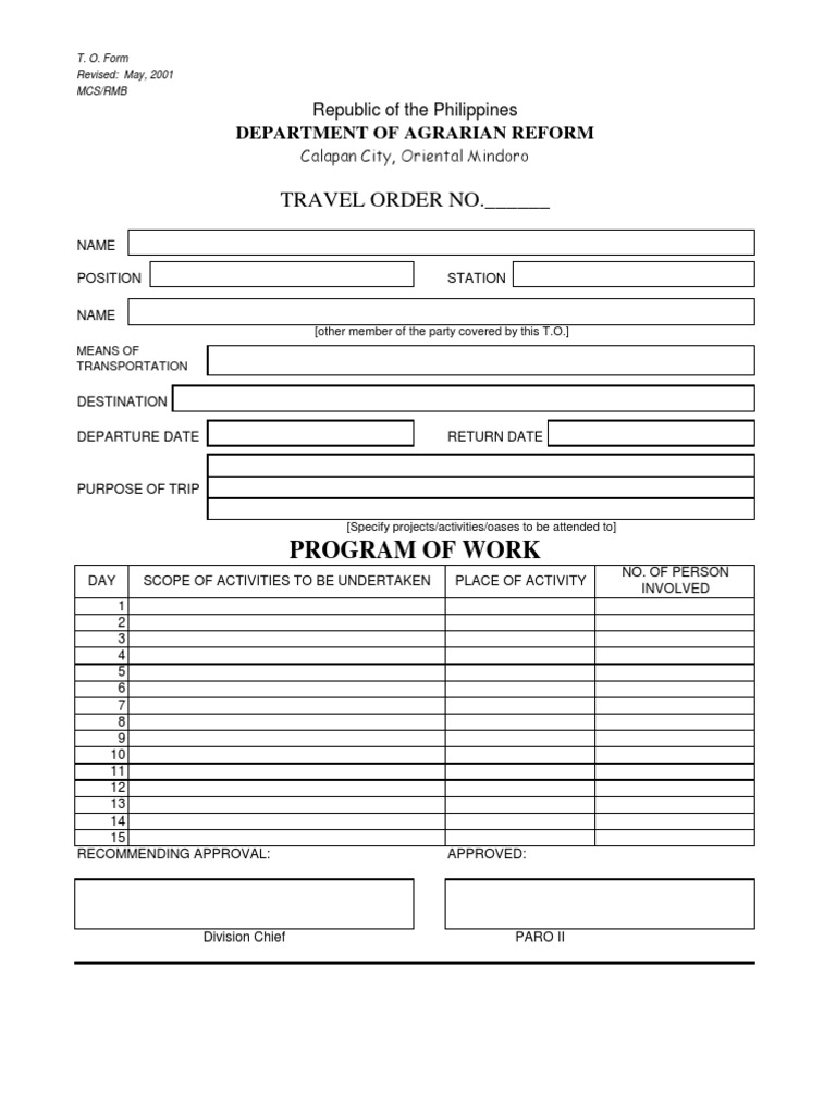 Travel Order. PDF Business