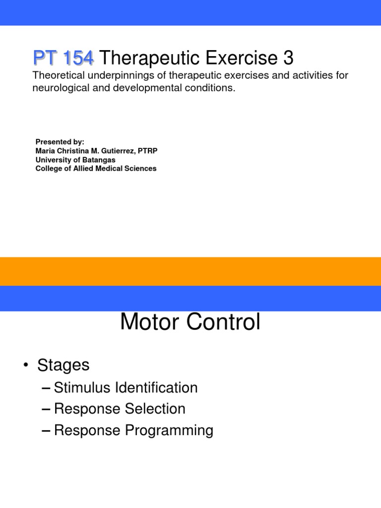 Intro Thera III PDF Motor Control Physical Therapy