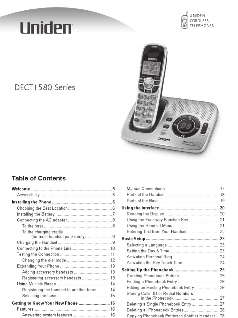 Uniden Dect 6 0 Dect1580 2 Manual Telephone Alternating Current