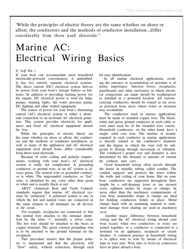 Marine Ac Electrical Wiring Basics | Electrical Wiring | Electrical