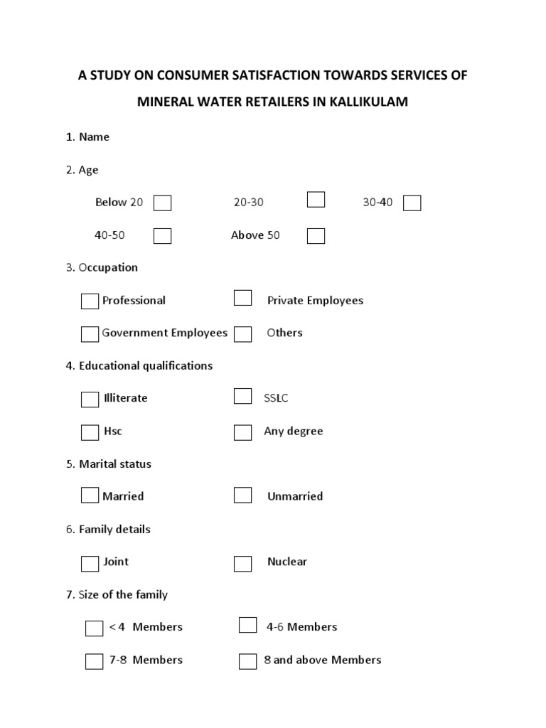 Consumer Satisfaction in Kallikulam Water Retailers | PDF