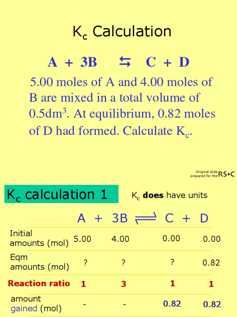 Kc Calculation for Equilibrium Reaction | PDF