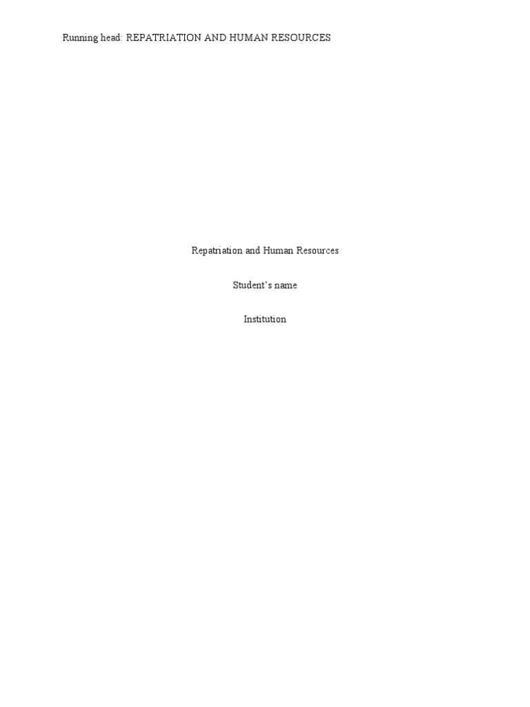 Repatriation for HR Managers | PDF | Human Resources | Human Resource ...