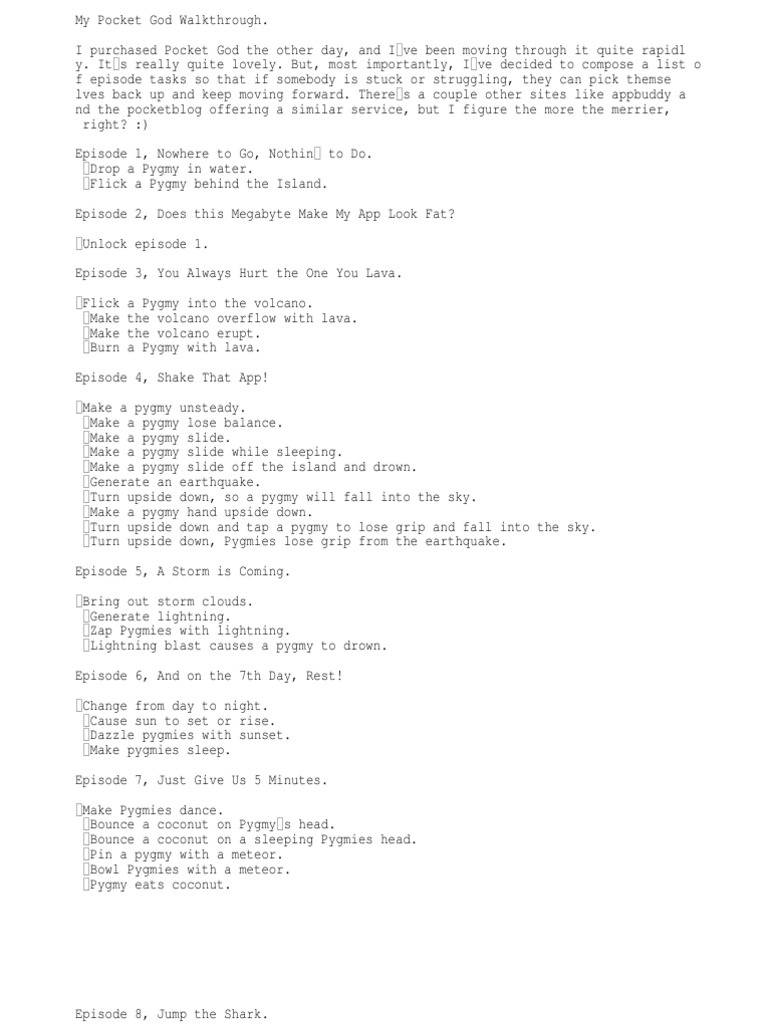 Pocket God Guide PDF Monkey Nature