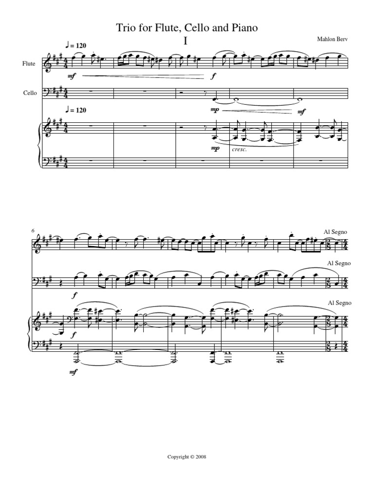 Trio for Flute Cello and Piano Classical Music Leisure