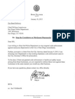 Filner's Letter On Marijuana Dispensaries.