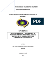 Gestion Ambiental para Tratamiento de Residuos Solidos-Plan de Tesis