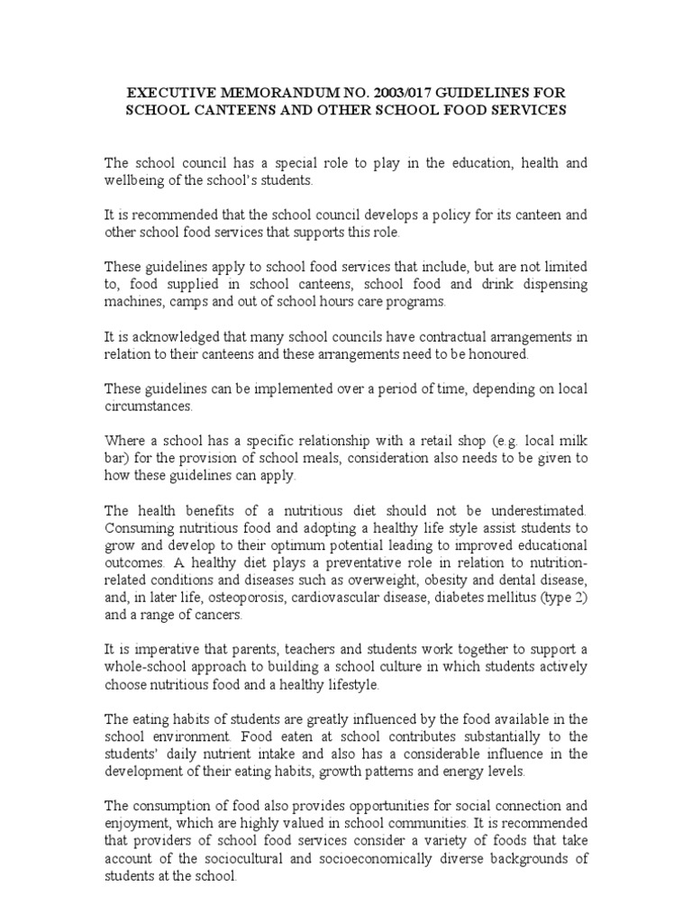 School Canteen Guidelines 2024 | PDF | Healthy Diet | Foods