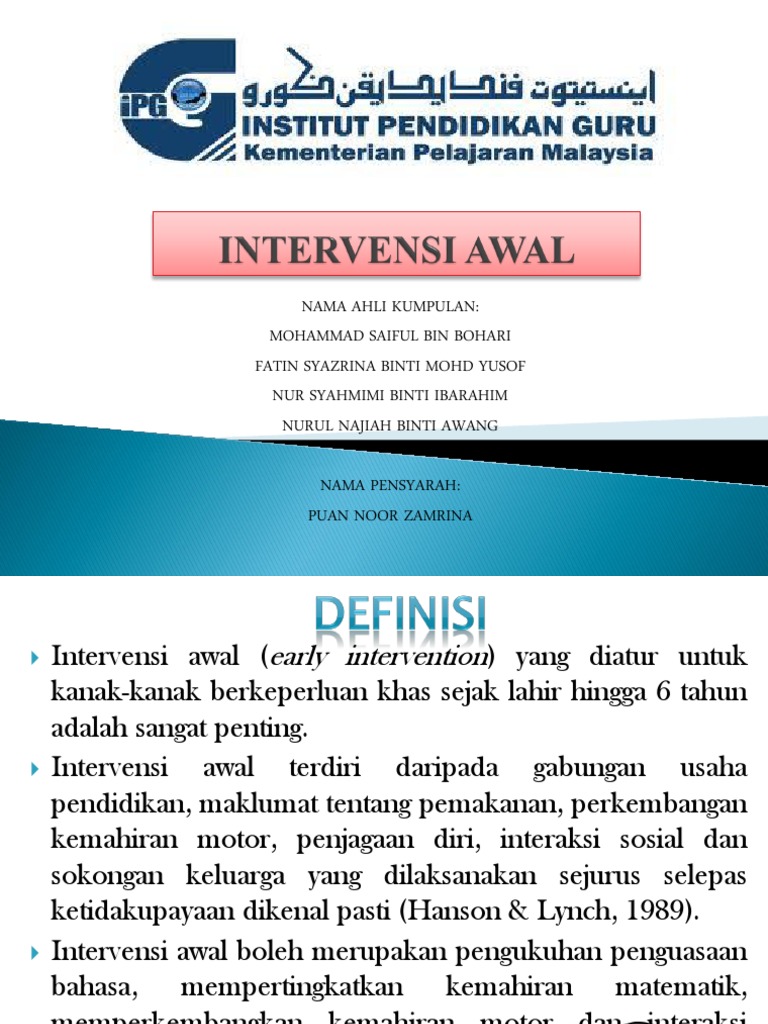 Kepentingan Intervensi Awal Kepada Kanak Kanak Berkeperluan Khas Pdf
