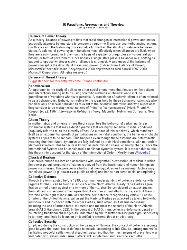 IR Theories | PDF | Deterrence Theory | Crime & Violence