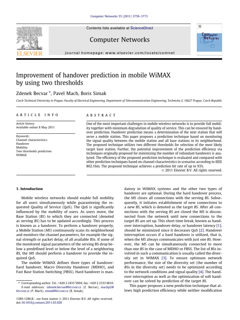Improvement of Handover Prediction in Mobile WiMAX by Using Two ...