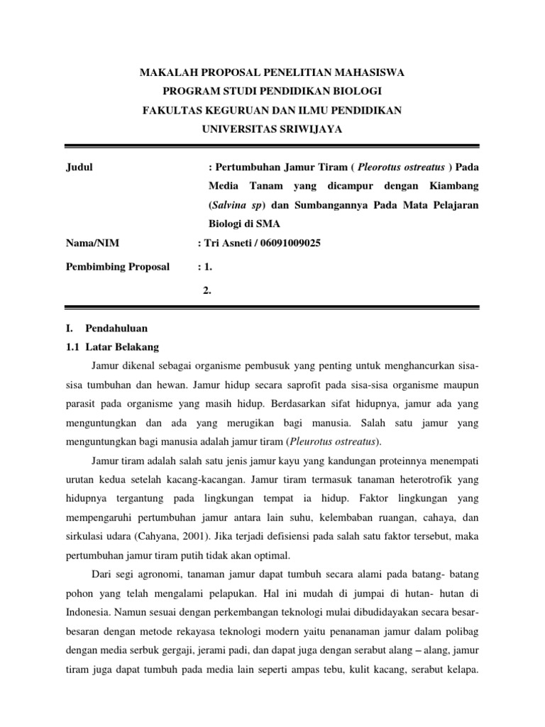 Contoh Proposal Penelitian Biologi Tentang Hewan Barisan