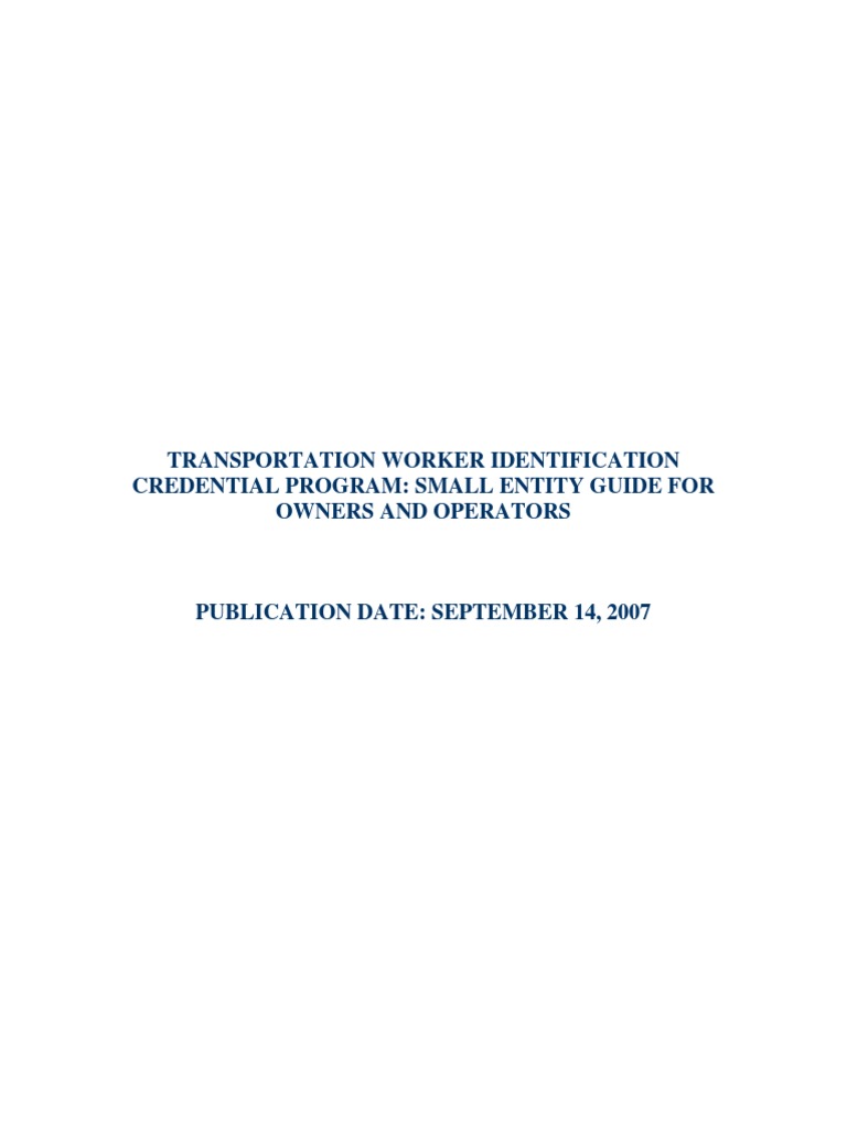 TWIC Program Guide for Operators | PDF | Transportation Security ...
