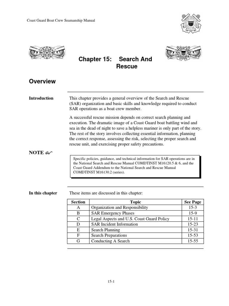 Uscg Boat Crew Seamanship Manual Chapter 15 Search And ...