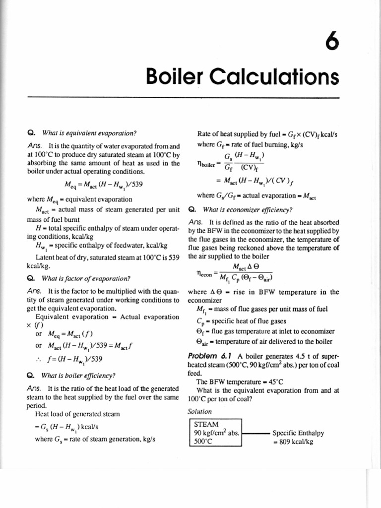 Boiler Calculation Boiler Steam