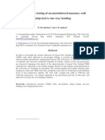 Out-of-Plane Testing of An Unreinforced Masonry Wall Subjected To One-Way Bending